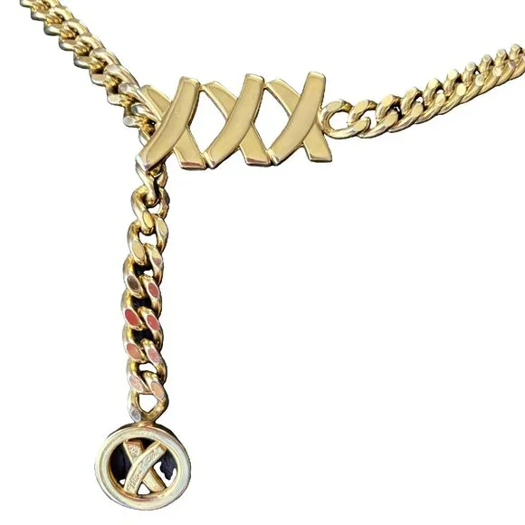 Paloma Picasso Vintage Gold-Tone X Heavy Chain Belt - One 